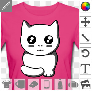 Chaton stylisé en style kawaii avec des grands yeux à reflets manga et fond opaque à personnaliser en ligne.