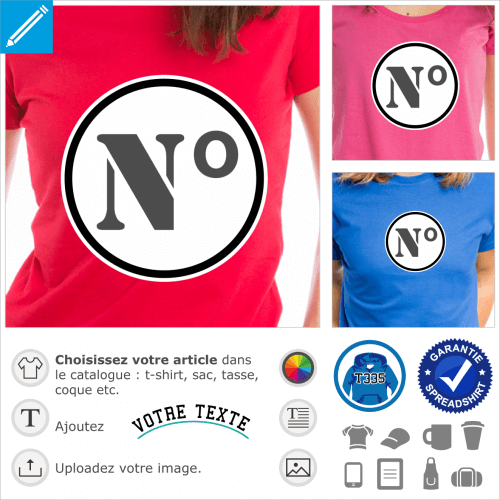 Cercle et fond blanc pour imprimer votre chiffre préféré sur un t-shirt sportif.