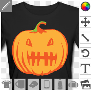 Citrouille édentée, motif pour Halloween rigolo spécial impression de t-shirt.