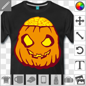 Citrouille d'Halloween à personnaliser pour imprimer un t-shirt rigolo en ligne.