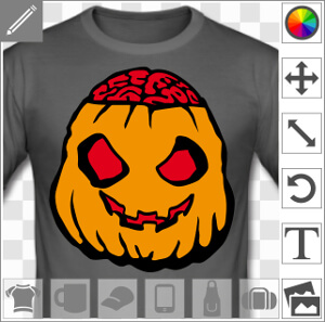 Citrouille zombie, à personnaliser et imprimer sur un t-shirt Halloween.
