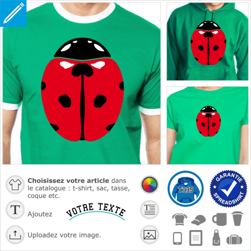 Coccinelle vectorise dessine en aplats avec taches rgulires.