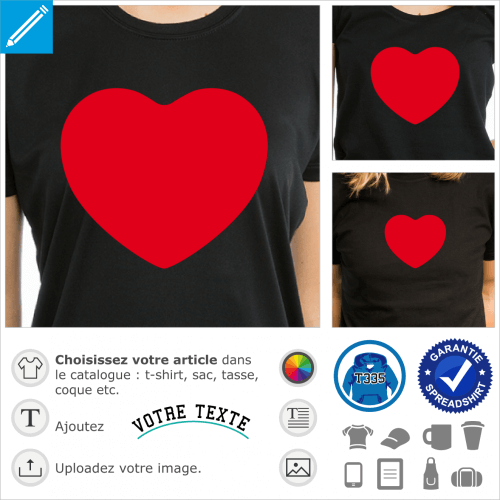 Coeur arrondi spcial impression de t-shirt  personnaliser.