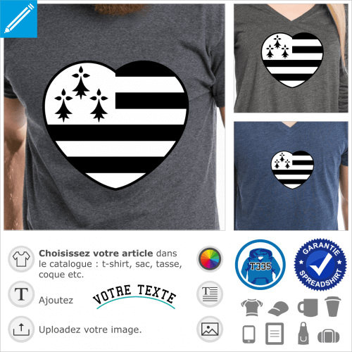 Coeur  bandes et hermines du drapeau breton.