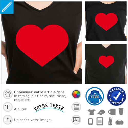 Coeur pointu large spcial impression de t-shirts.