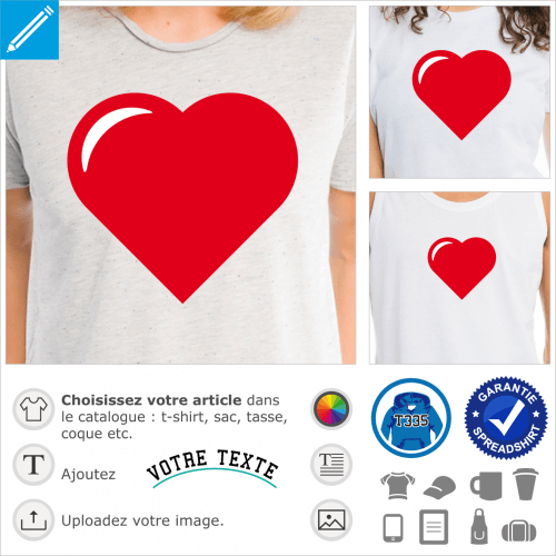 Coeur pointu simple pour personnaliser un t-shirt j'aime.