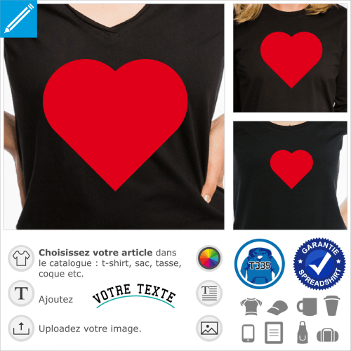 Coeur pointu pour rer son t-shirt I love ou sa tasse en ligne.