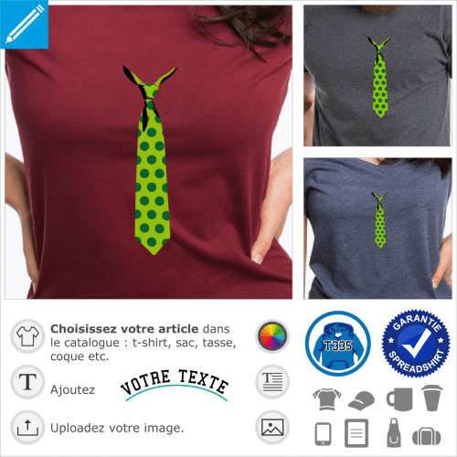 Cravate  pois  personnaliser et imprimer sur t-shirt.