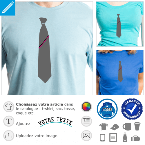 Cravate simple au design sobre  imprimer sur t-shirt.