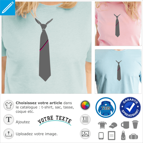 Cravate simple et dcontracte  imprimer sur t-shirt.