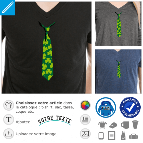 Cravate trfles irlandais  imprimer sur t-shirt pour la St. Patrick.