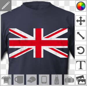 Drapeau anglais vintage personnalisable, image haute résolution de la croix centrale du drapeau anglais avec texture usée, design conçu pour une impre