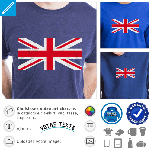 Drapeau anglais vintage personnalisable, image haute rsolution de la croix centrale du drapeau anglais avec texture use, design conu pour une impre