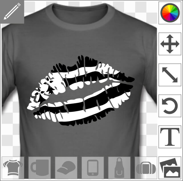 Kiss Bretagne, drapeau breton simplifié peint avec un effet de volume sur des lèvres charnues stylisées.