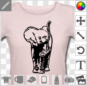 Elephant bébé, dessiné de face en tracés épais et aplats unis.