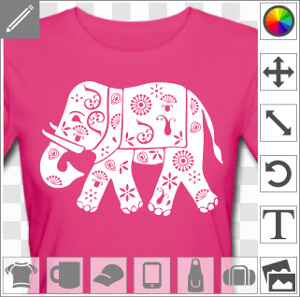 Elephant indien décoré de fleurs et motifs indiens classiques, un design spécial impression t-shirt, cadeau, tasse etc.
