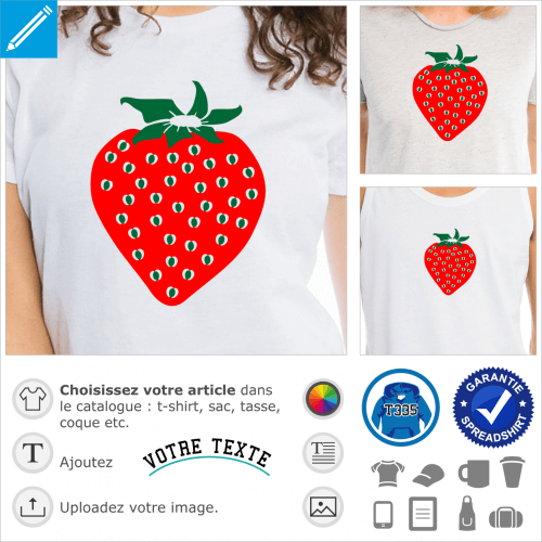 Fraise arrondie  imprimer sur t-shirt, tasse, cadeau etc.