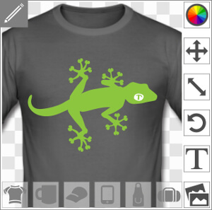 Gecko de profil, au corps fin et aux doigts de pattes écartées, un design 2 couleurs en format vectoriel à imprimer sur t-shirt, tasse, cadeau etc.