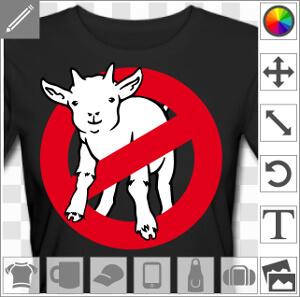 Goatbusters, jeu de mot goat / ghost, blague geek. I ain't afraid of no goat. Parodie du logo ghostbuster, avec une chèvre remplaçant le fantôme.