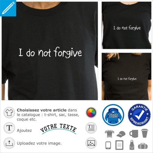 I do not forgive, un motif anonymous en typo crite  la main  imprimer en ligne.