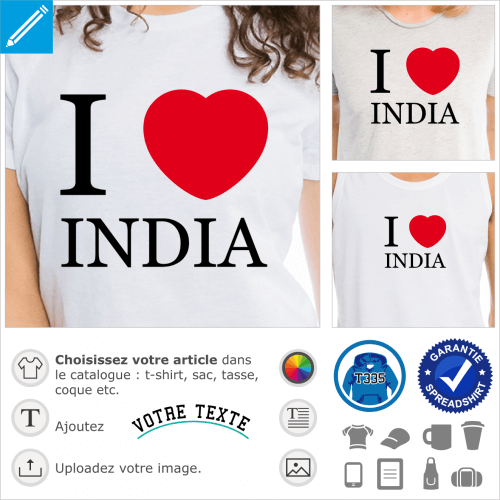 I love India, design Inde et pays  personnaliser.