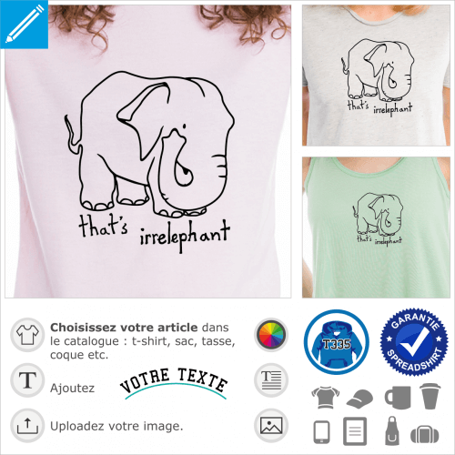 Irrelephant, that's irrelephant, lfant massif dessin en traits fins.