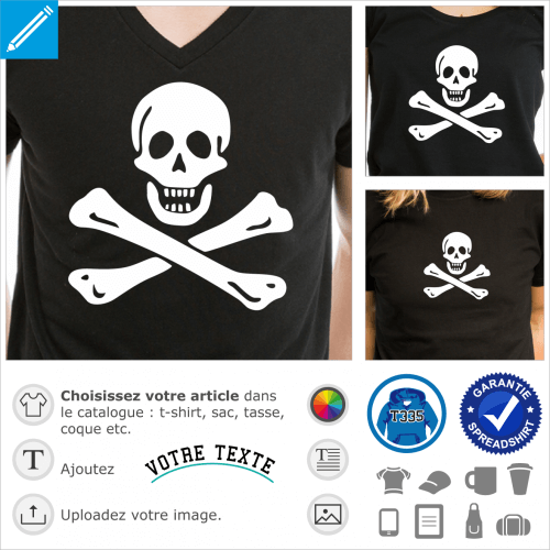 Jolly roger, emblème de drapeau pirate spécial impression t-shirt.