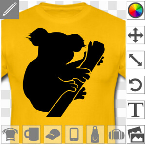 Koala dessiné de profil, un motif une couleur personnalisable.