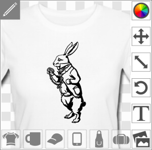 Lapin blanc d'Alice, dessin adapté de l'illustration originale, à imprimer sur t-shirt, cadeau, tasse etc.
