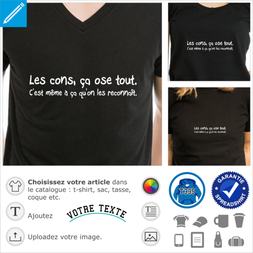 Les cons a ose tout, citation manuscrite simple  personnaliser et imprimer en ligne.