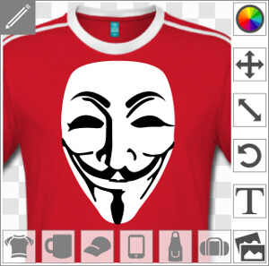 Masque anonymous et traits fins, un design geek spécial personnalisation de t-shirt.