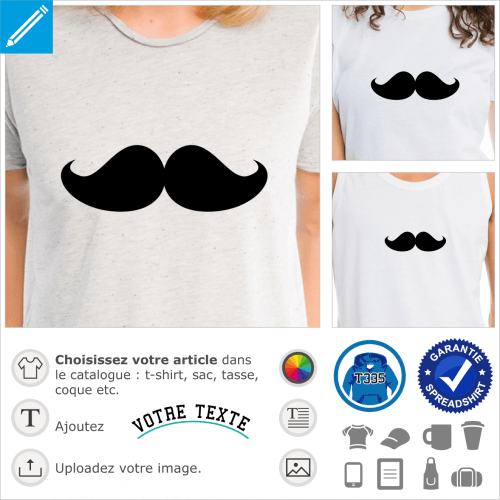 Moustache personnalisable spciale impression sur t-shirt ou cadeau.