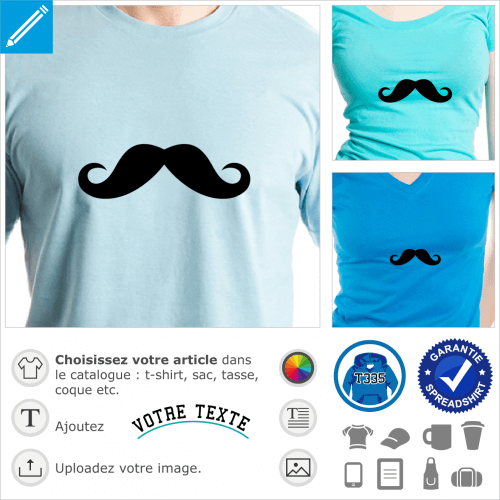 Moustache anglaise lgante, motif spcial impression en ligne.