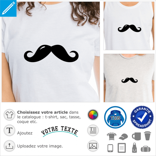 Moustache anglaise orne d'un reflet bulle  personnaliser.