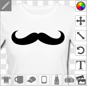 Moustache rigolote à boucles larges, design uni pour personnalisation de t-shirts, cadeaux, accessoires.