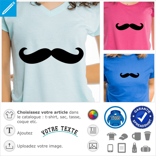 Moustache classique  imprimer enligne sur t-shirt, photo perso, coque etc.