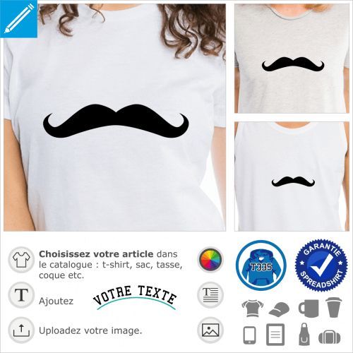 Moustache de dandy à imprimer sur t-shirt ou cadeau hipster.