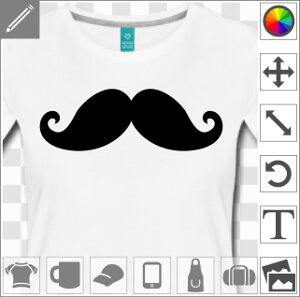 Moustache fantaisie à imprimer en ligne, design vectorisé une couleur.