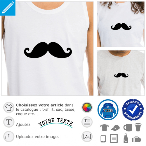 Moustache fantaisie  imprimer en ligne, design vectoris une couleur.