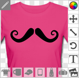 Moustache française en style 1900 à boucles fantaisie à imprimer en ligne.