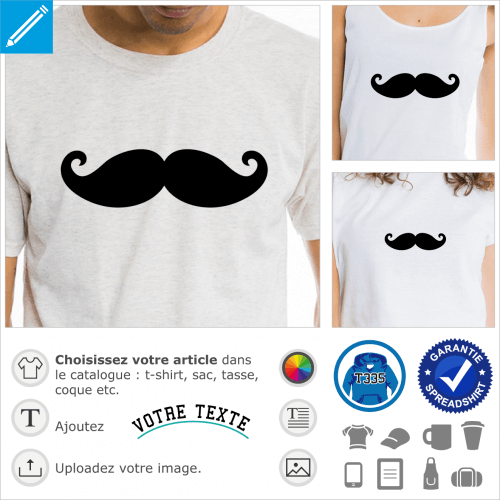 Moustache de hipster  boucles rigolotes  personnalsier et imprimer en ligne.