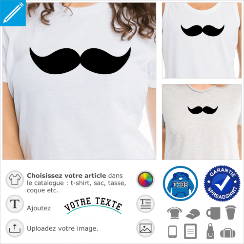 Moustache indienne, personnalisez le design et crez un t-shirt moustache original.