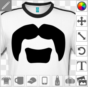 Moustache Lemmy Kilmister épaisse et carrée avec petit bouc, un design spécial impression t-shirt.