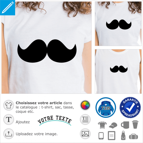 Moustache de Luigi, grosse moustache une couleur spéciale impression t-shirt.