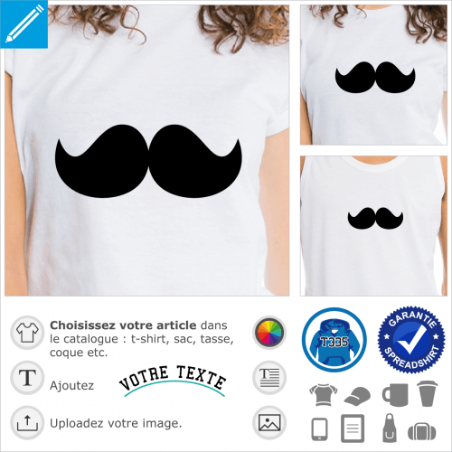 Moustache de Luigi, grosse moustache une couleur spciale impression t-shirt.