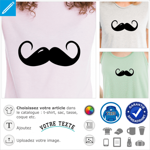 Moustache  reflet bulle et pointes fines.