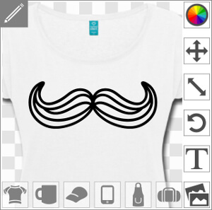 Moustache dessinée en traits ondulants à imprimer en ligne.