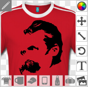 Nietzsche, portrait en tracés noirs de l'écrivain et philosophe, à imprimer sur t-shirt, tasse ou cadeau de couleur claire.
