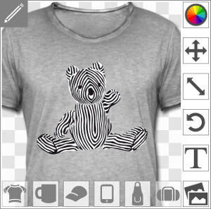 Ourson noir à rayures, design mignon personnalisable.