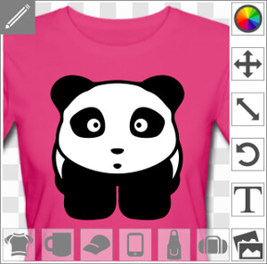 Panda kawaii un peu trapu avec un tout petit nez et une expression mi attentive mi étonnée. Le panda 2 couleurs est dessiné de face. Sa tête semi rect
